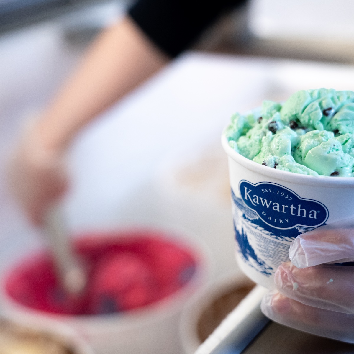 Kawartha Dairy ice cream being scooped
