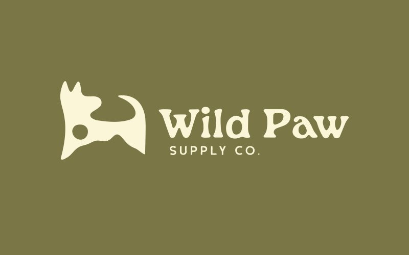A cartoon of a dog with the words Wild Paw Supply